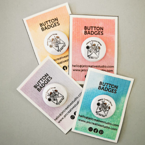 Flower Envelope Button Badge | Add a touch of Flair with our Handcrafted watercolour illustrations | Gifting with a Smile
