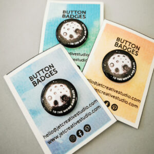 Moon Button Badge | Add a touch of Flair with our Handcrafted watercolour illustrations | Gifting with a Smile