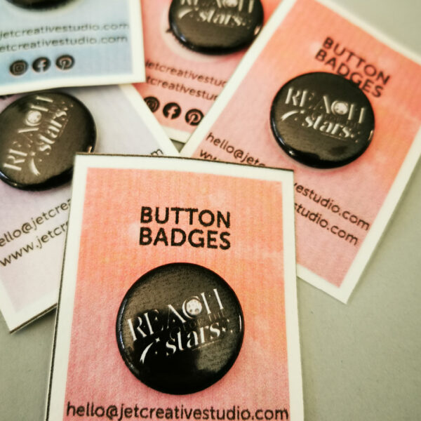 Reach for the Stars Button Badge | Add a touch of Flair with our Handcrafted watercolour illustrations | Gifting with a Smile